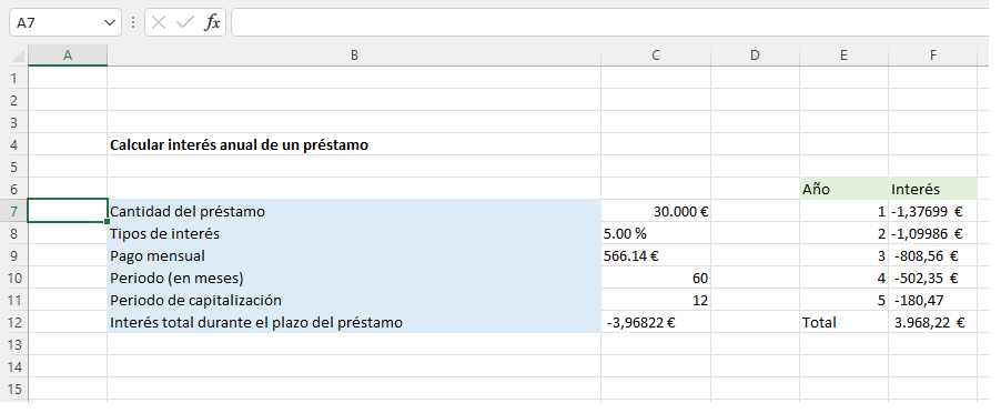 Interes anual excel